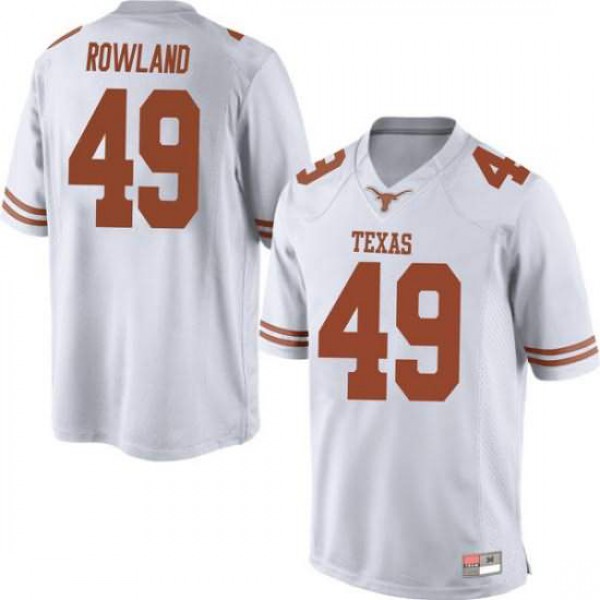 Men's University of Texas #49 Joshua Rowland Game NCAA Jersey White